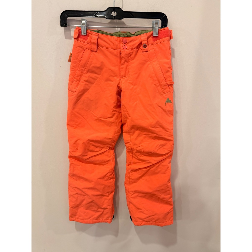 Burton Kids Dryride Snow Pants Neon Orange Room To Grow Size S 7/8 Insulated